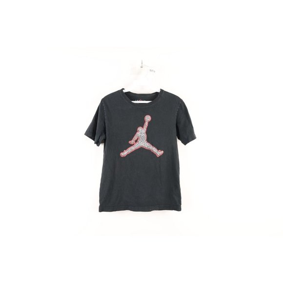 Nike Air Jordan Boys Large Faded Big Jumpman Logo Short Sleeve T-Shirt Black - Picture 1 of 8